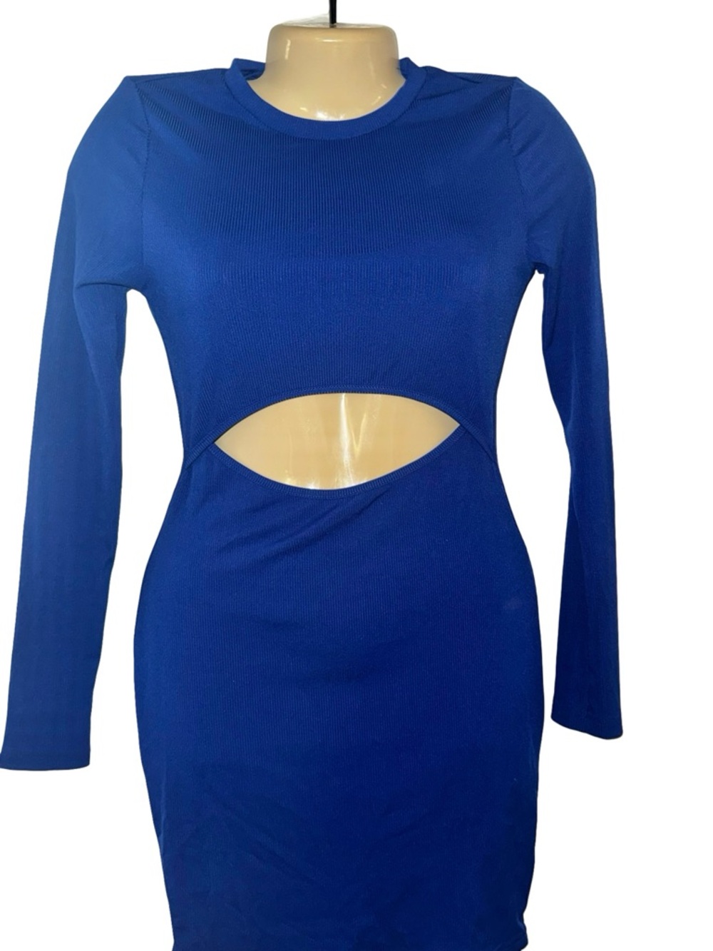 SHEIN Royal Blue Long-Sleeve Cutout Bodycon Dress
